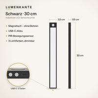 LUMENKANTE Sensorleuchte Schwarz 30 cm – Maße 3,5 × 1,15 × 30 cm