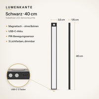 LUMENKANTE Sensorleuchte Schwarz 40 cm – Maße 3,5 × 1,15 × 40 cm