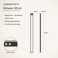 LUMENKANTE Sensorleuchte Schwarz 50 cm – Maße 3,5 × 1,15 × 50 cm